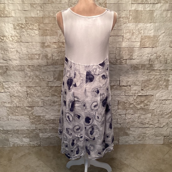 Lands Downunder Linen Tank Dress - White Oyster Print - Picture 8 of 14